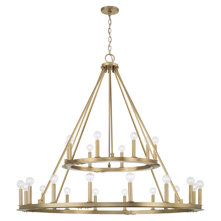 Pearson Aged Brass 24-Light Two-Tier Chandelier
