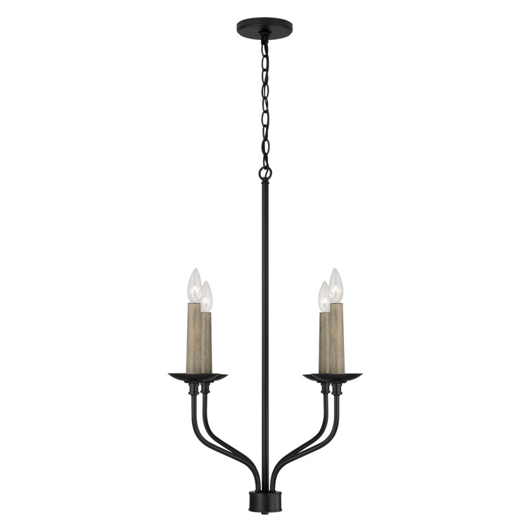 Matte Black Mini 4-Light Candle Chandelier