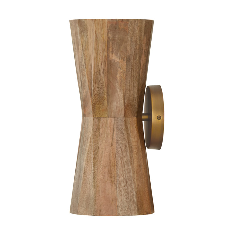 Nadeau Light Wood and Patinaed Brass Hourglass Sconce