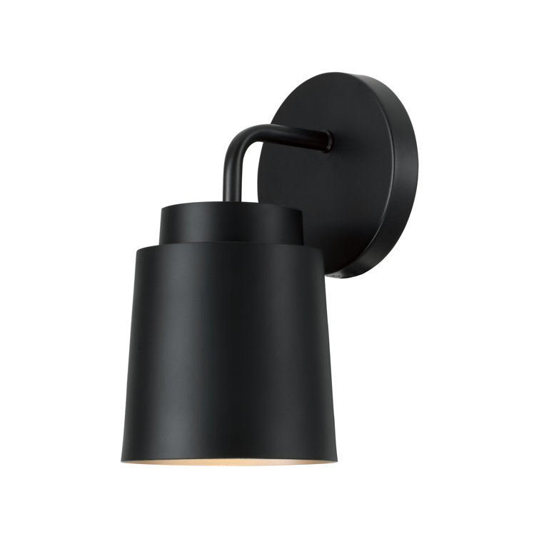 Matte Black Metal Sconce with Soft Gold Interior