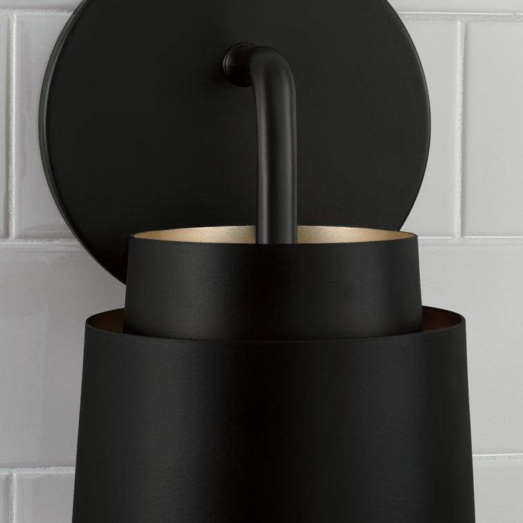 Matte Black Metal Sconce with Soft Gold Interior
