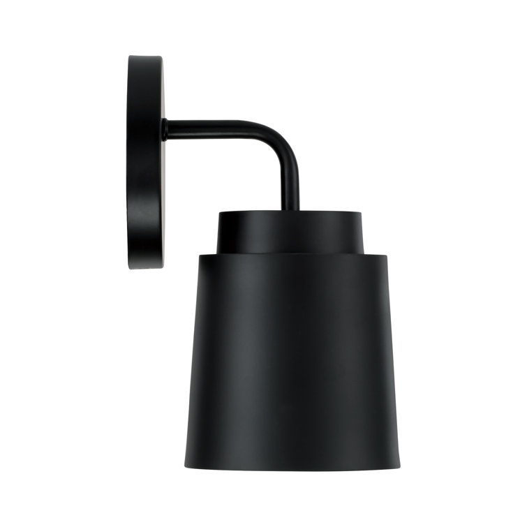 Matte Black Metal Sconce with Soft Gold Interior