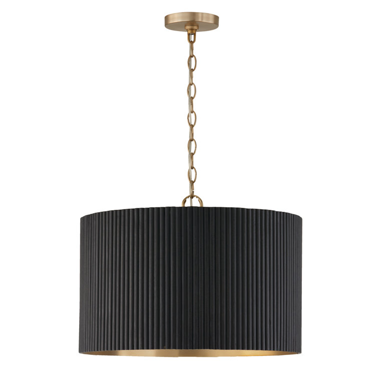 Donovan Black and Brass 3-Light Drum Pendant
