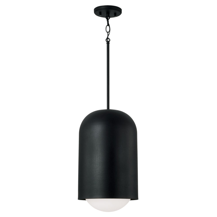 Dolby Black Iron Pendant with Soft White Glass Globe