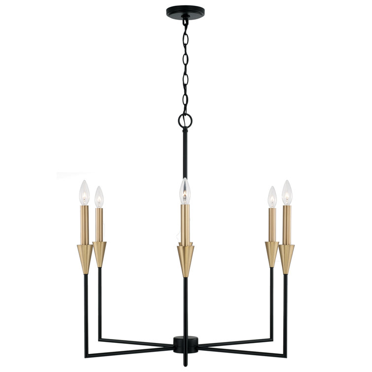 Avant Aged Brass and Black 6-Light Candle Chandelier