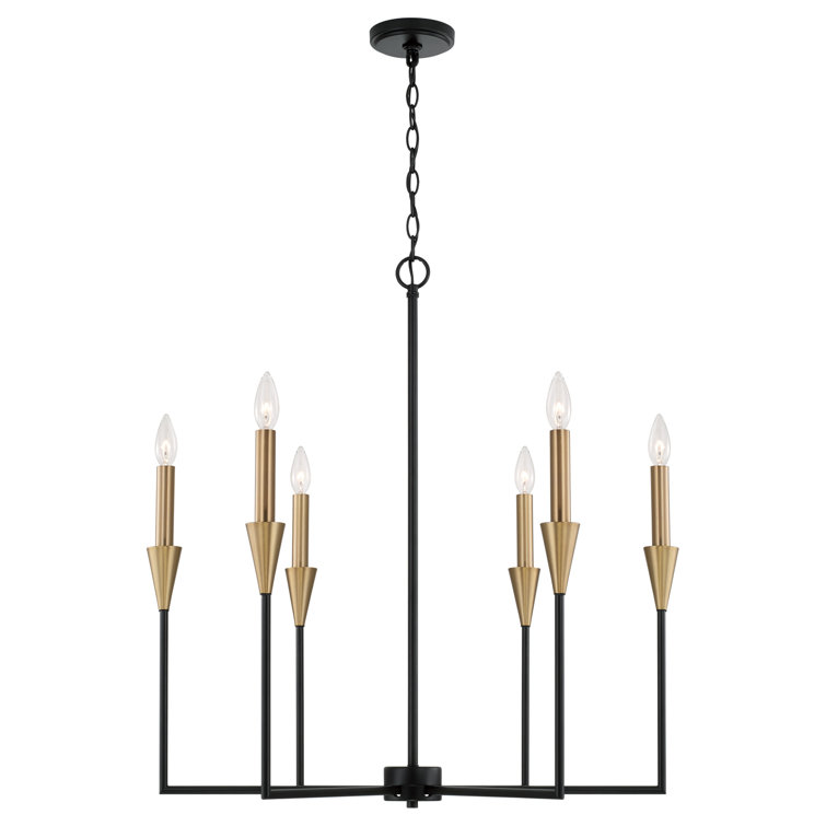 Avant Aged Brass and Black 6-Light Candle Chandelier