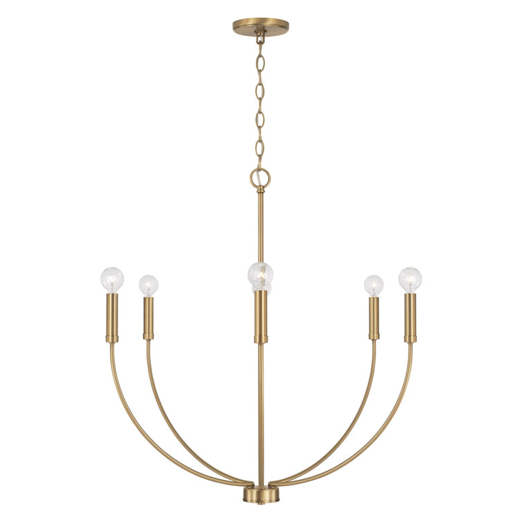 Ansley 6-Light Aged Brass Mid-Century Modern Chandelier