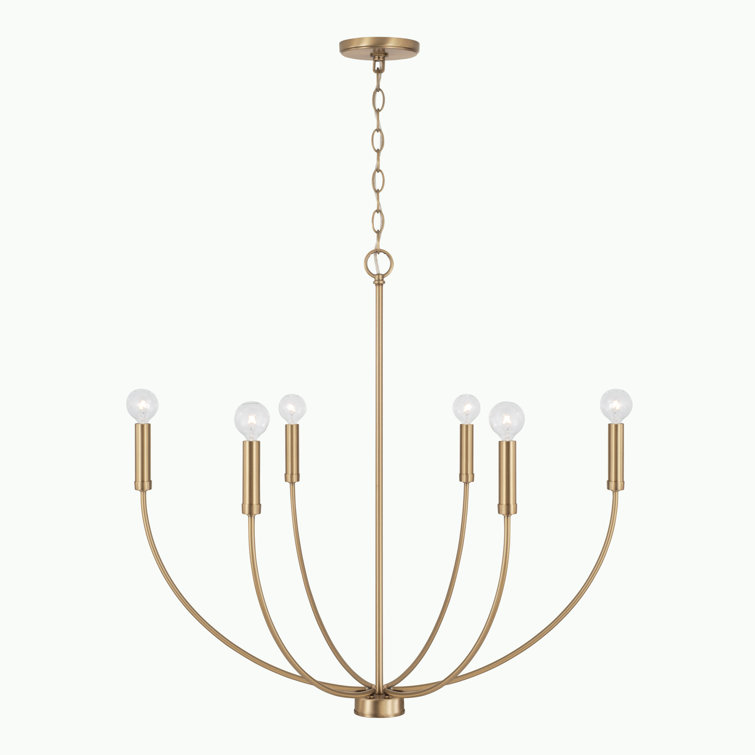 Ansley 6-Light Aged Brass Mid-Century Modern Chandelier