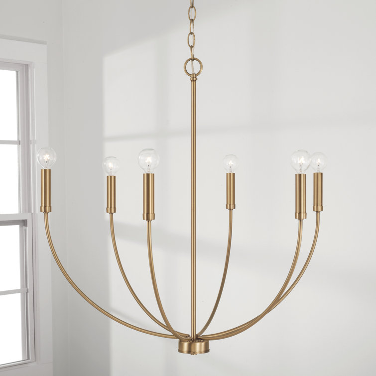 Ansley 6-Light Aged Brass Mid-Century Modern Chandelier