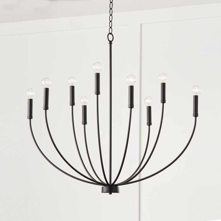 Ansley Matte Black 9-Light Metal Candle Chandelier