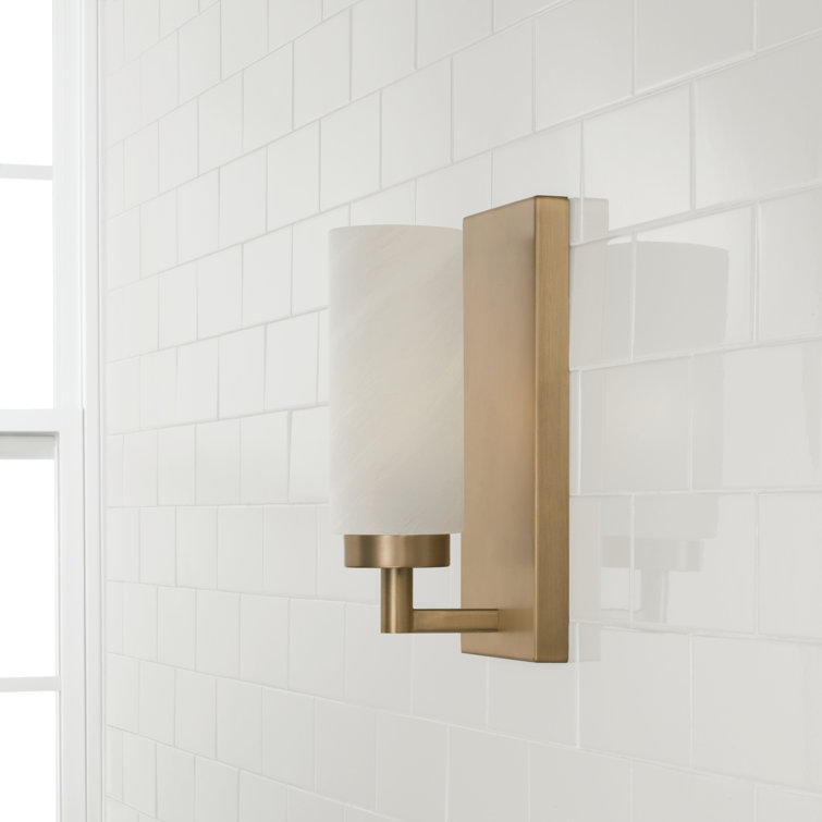 Alyssa Aged Brass Sconce with Faux Alabaster Glass