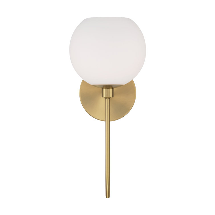 Aged Brass Single Light Wall Sconce with Soft White Glass