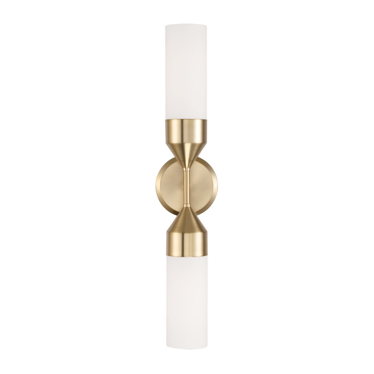 Matte Brass and Soft White Glass 2-Light Wall Sconce