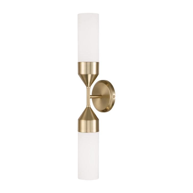 Matte Brass and Soft White Glass 2-Light Wall Sconce