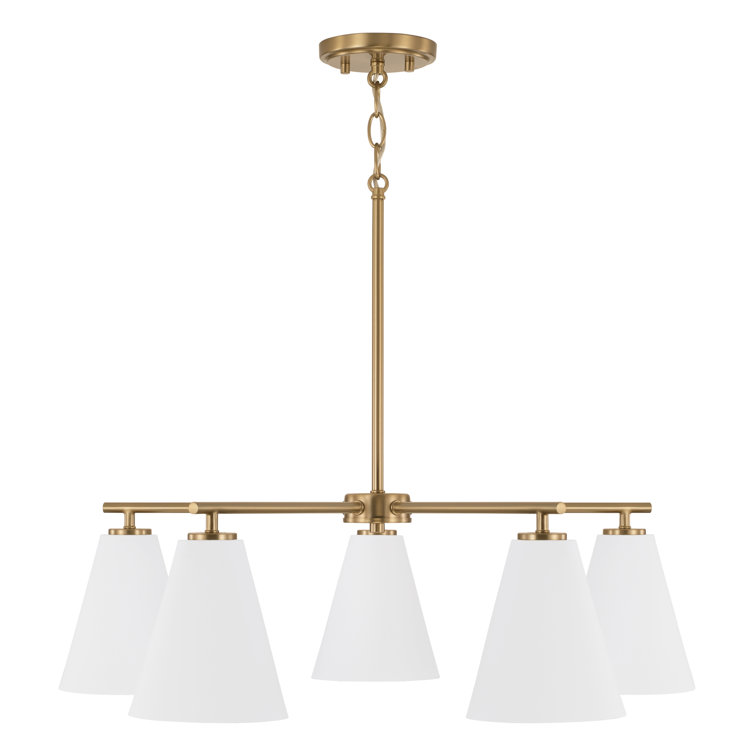Matte White and Brass 5-Light Metal Chandelier
