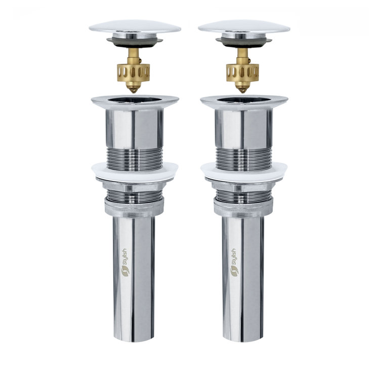 Polished Chrome Stainless Steel Pop-Up Bathroom Sink Drain Set