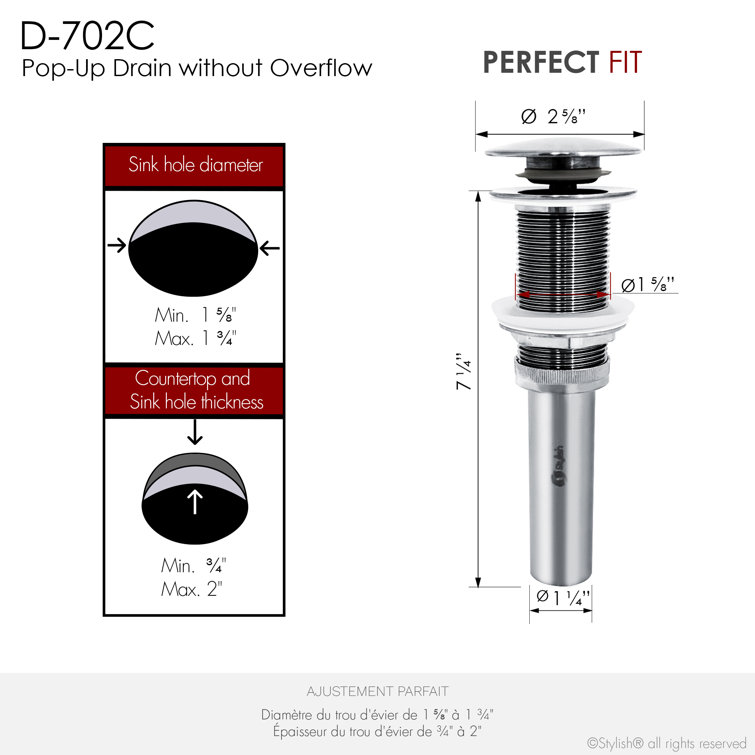 Polished Chrome Stainless Steel Pop-Up Bathroom Sink Drain Set