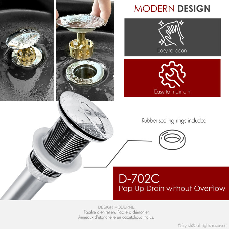 Polished Chrome Stainless Steel Pop-Up Bathroom Sink Drain Set