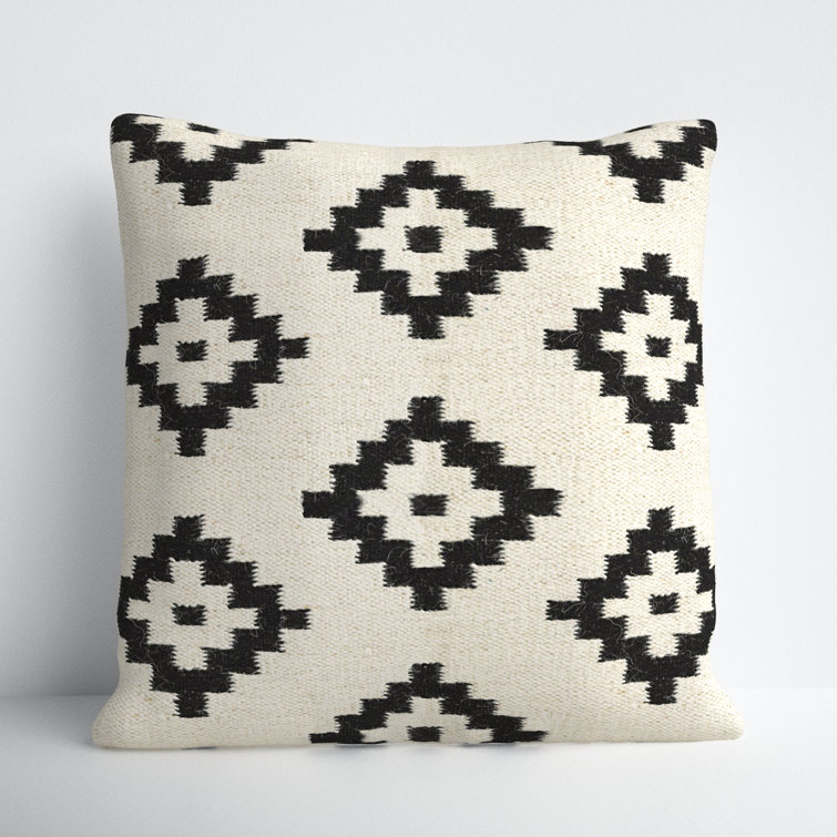 Southwestern Black and White Wool Blend Throw Pillow Set
