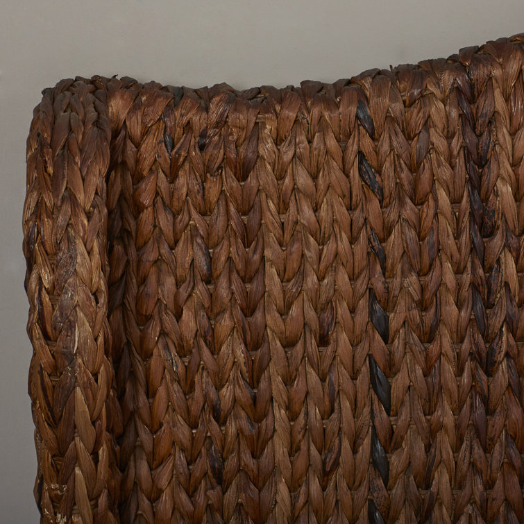 Nadine Transitional Winged Banana Leaf Fiber Twin Headboard in Rich Brown