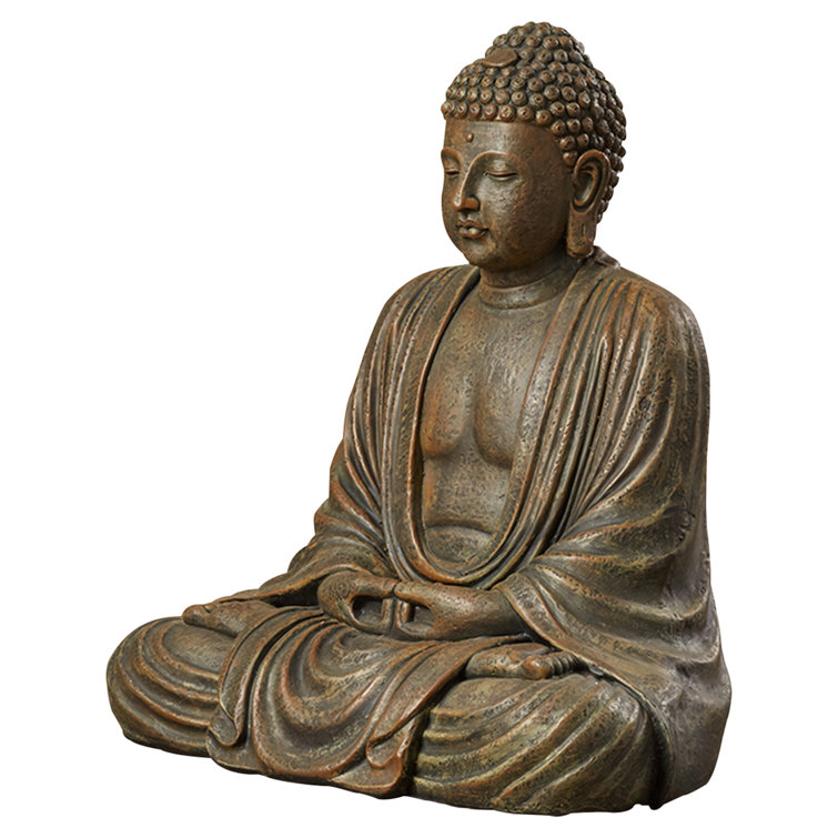 33" Tall Dark Brown Resin Japanese Sitting Buddha Statue
