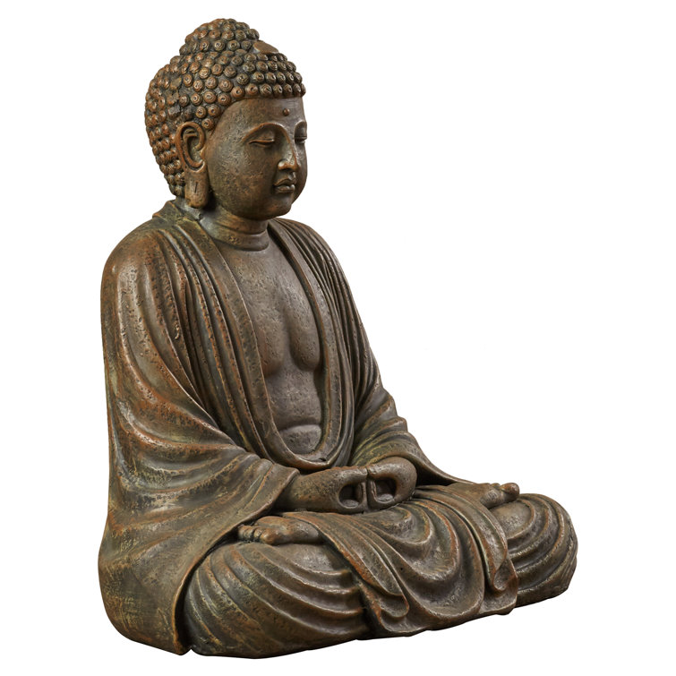 33" Tall Dark Brown Resin Japanese Sitting Buddha Statue