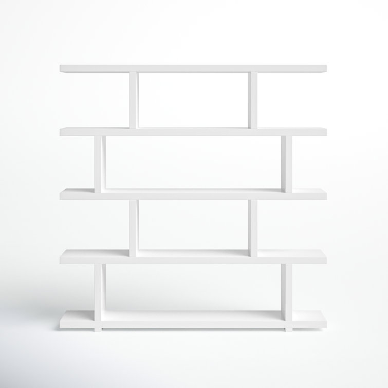 Annora Mid-Century Modern Wide White Bookcase