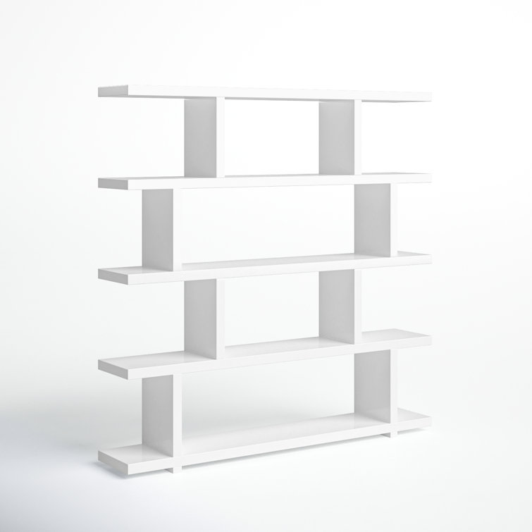 Annora Mid-Century Modern Wide White Bookcase
