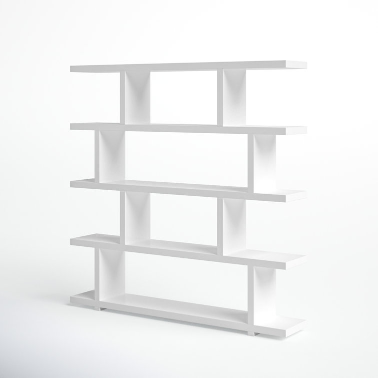 Annora Mid-Century Modern Wide White Bookcase