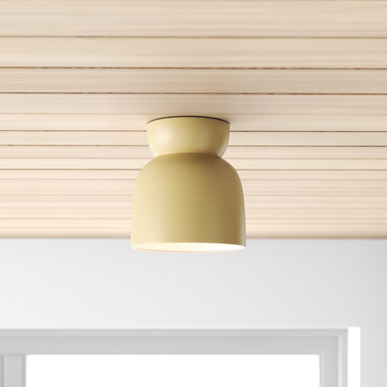 Muted Yellow Ceramic LED Semi Flush Mount Light