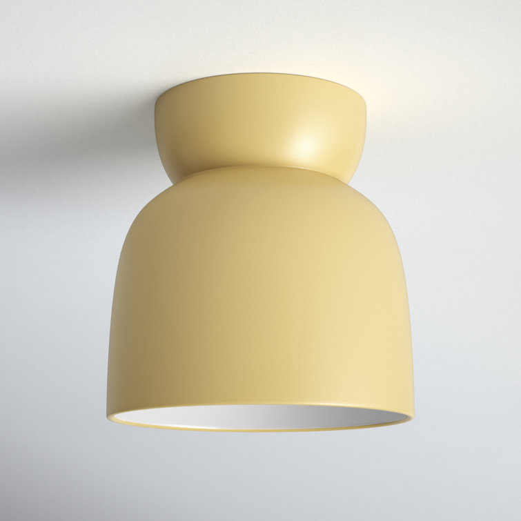 Muted Yellow Ceramic LED Semi Flush Mount Light