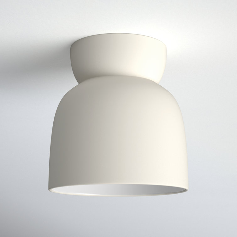 Bisque Ceramic LED Semi Flush Mount Light Fixture