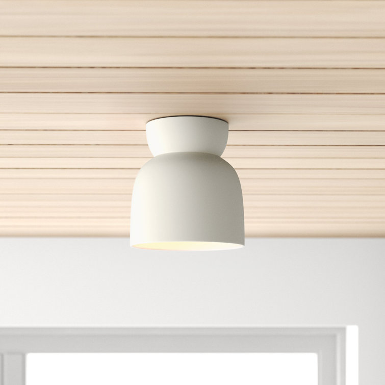 Bisque Ceramic LED Semi Flush Mount Light Fixture