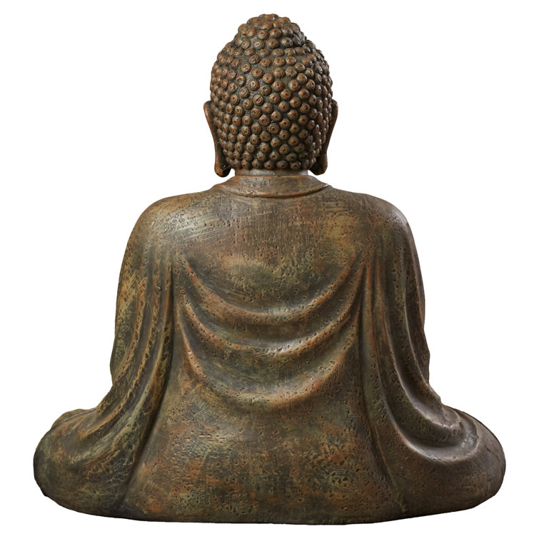33" Tall Dark Brown Resin Japanese Sitting Buddha Statue