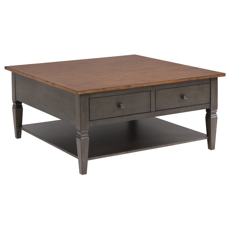 Dakota 42" Square Brown and Gray Wood Coffee Table with Storage