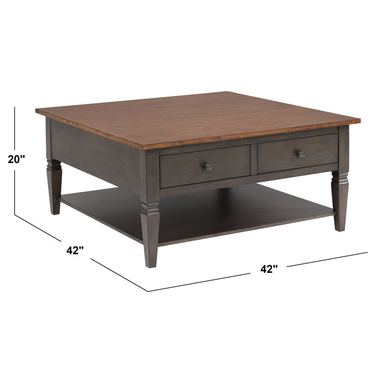 Dakota 42" Square Brown and Gray Wood Coffee Table with Storage