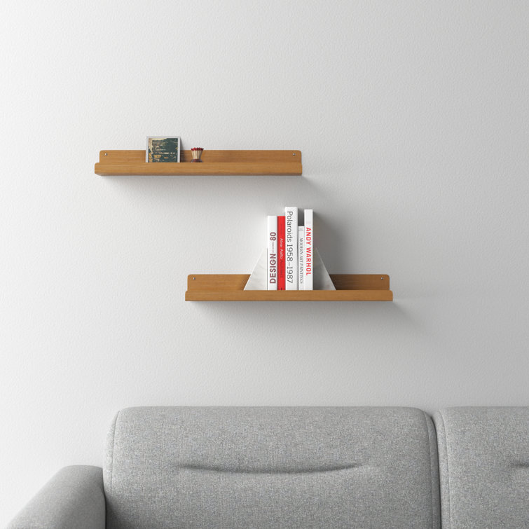 Gold Metal Floating Wall Shelf Set for Living Room or Bedroom