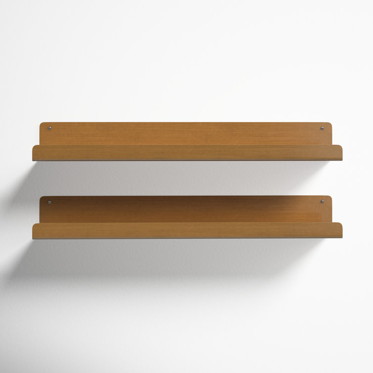 Gold Metal Floating Wall Shelf Set for Living Room or Bedroom