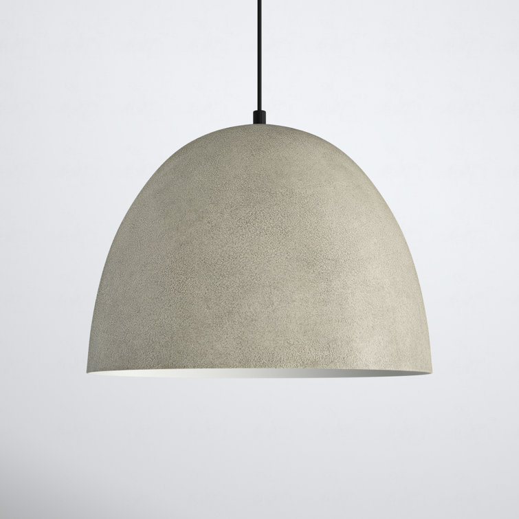 Meridian Rough Stone Bowl Pendant in Matte Black and Concrete