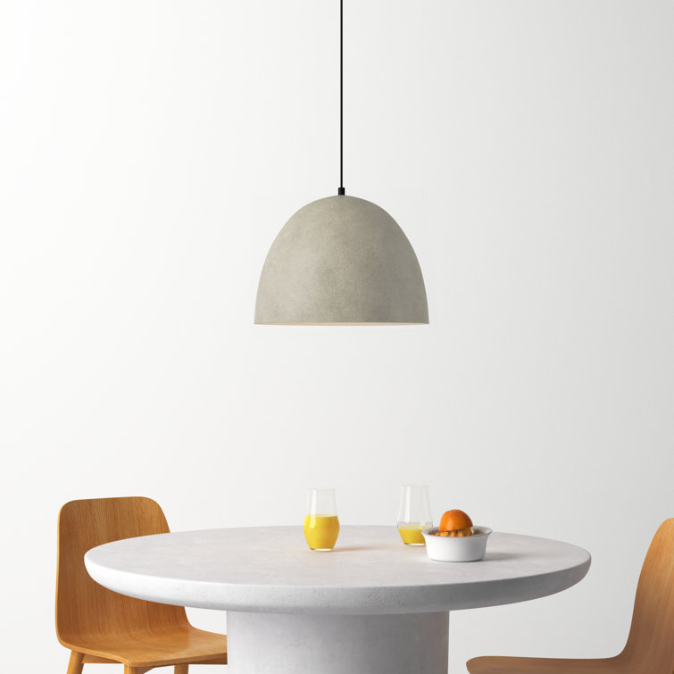 Meridian Rough Stone Bowl Pendant in Matte Black and Concrete