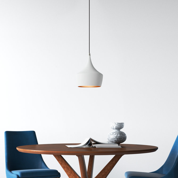 Waldorf Mini White Aluminum Pendant with Gold Lining