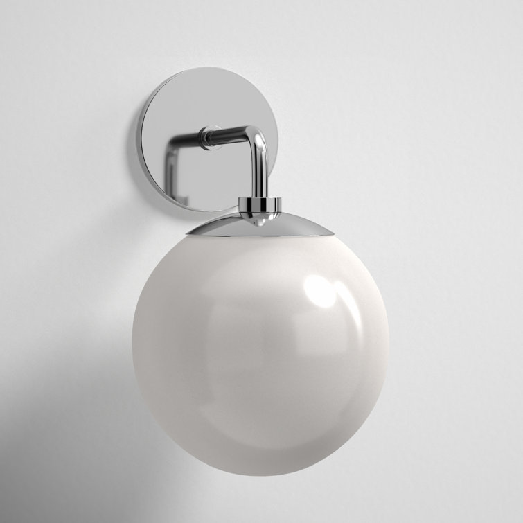 Polished Nickel Frosted Glass Globe Wall Sconce