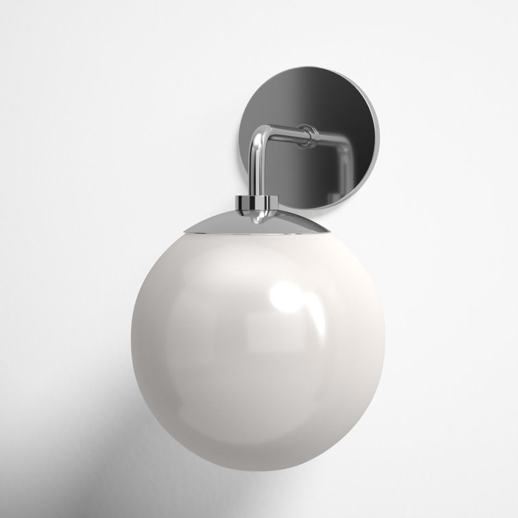 Polished Nickel Frosted Glass Globe Wall Sconce