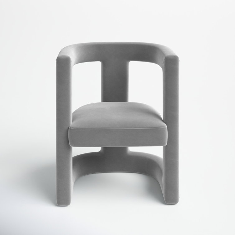 Ada Grey Velvet Birch Wood Accent Chair with Cut-Out Design