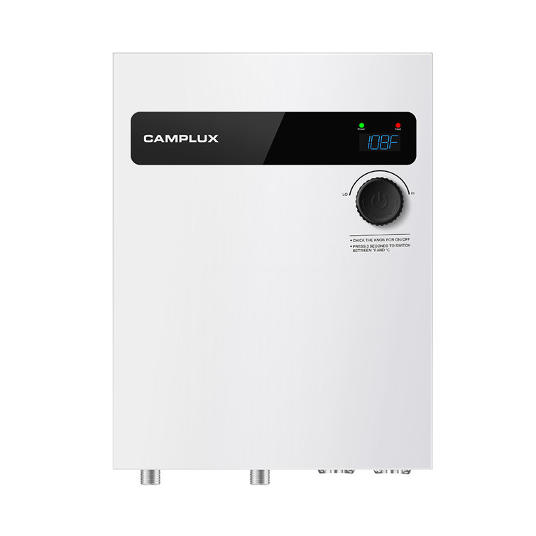 Camplux 18kW White Electric Tankless Water Heater with Digital Display