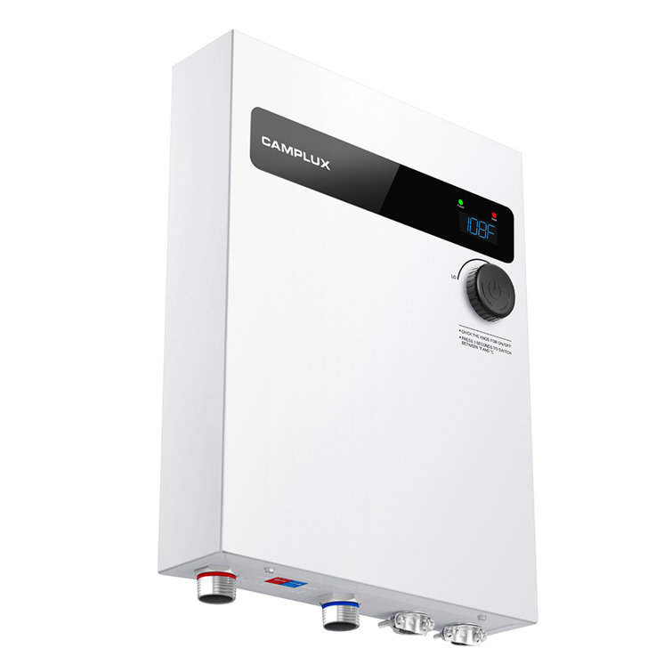 Camplux 18kW White Electric Tankless Water Heater with Digital Display