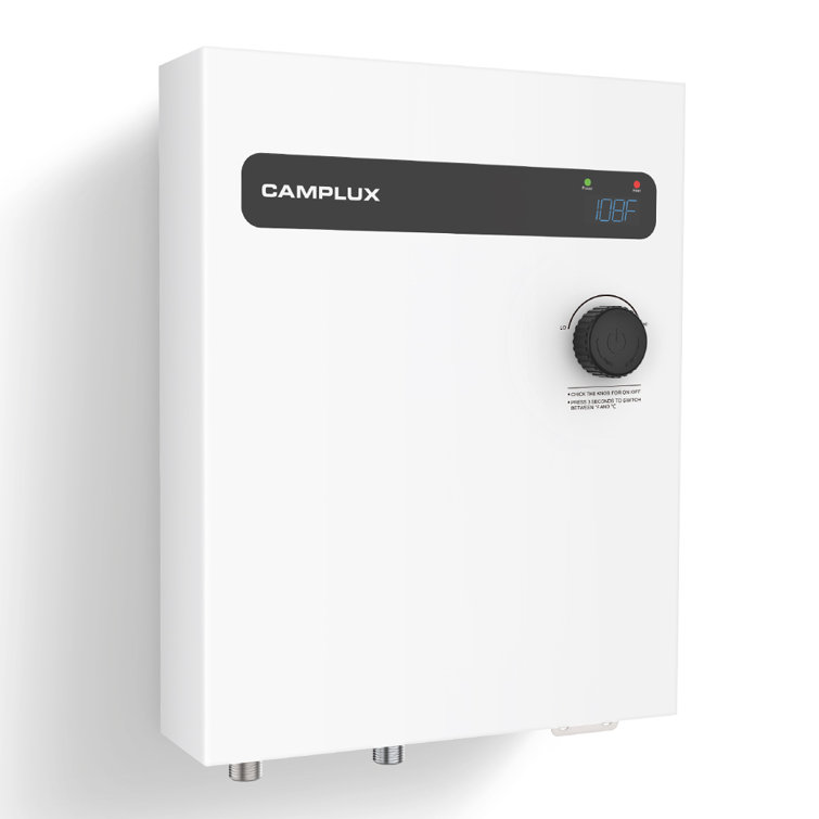 Camplux 18kW White Electric Tankless Water Heater with Digital Display