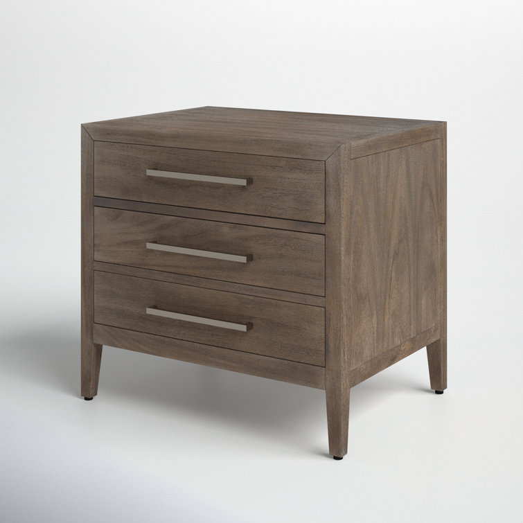 Ariella Light Brown Mahogany 3-Drawer Nightstand