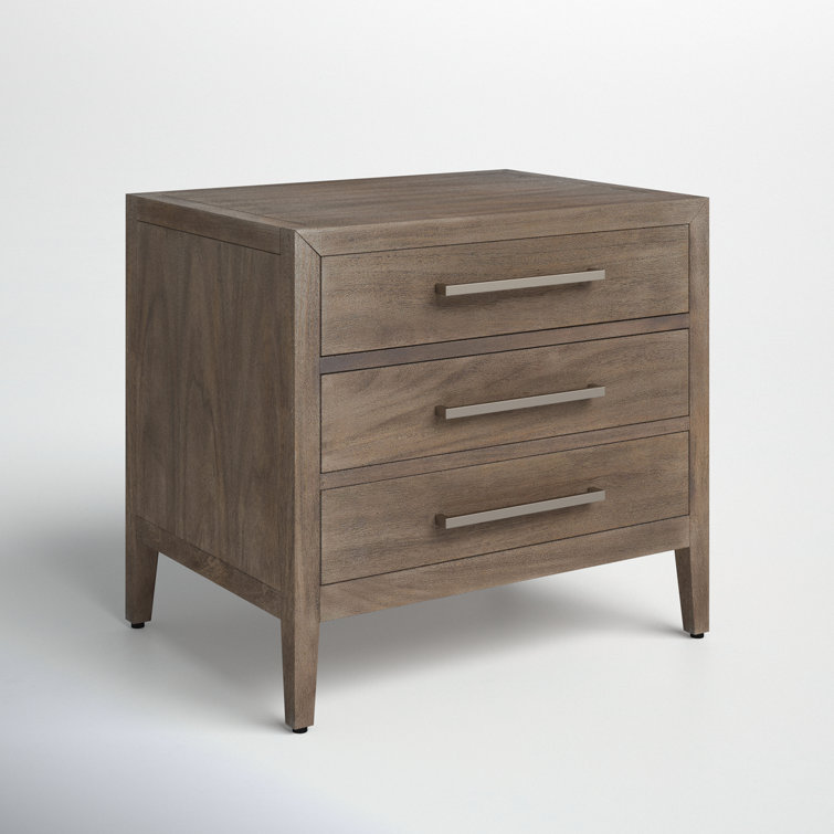 Ariella Light Brown Mahogany 3-Drawer Nightstand