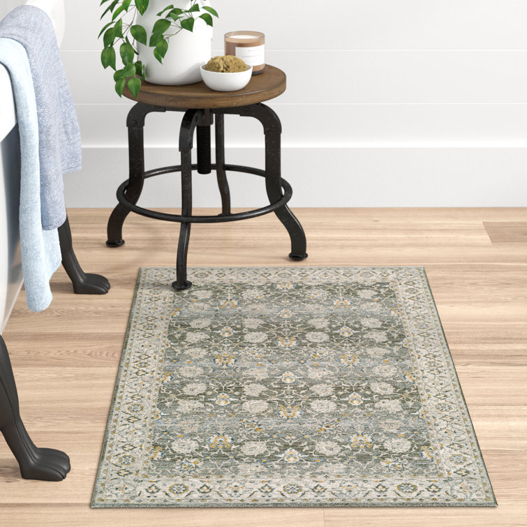 Ivory and Olive Oriental Synthetic Flat Woven Rug